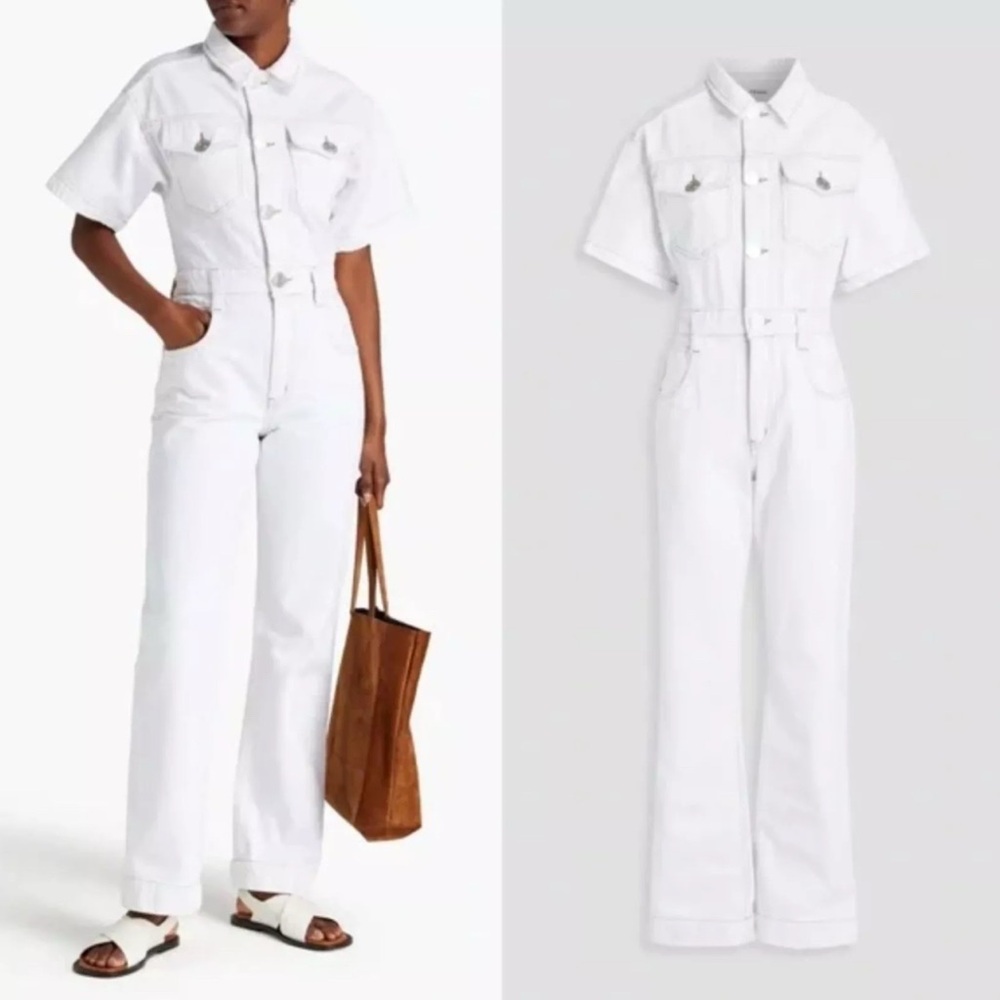 FRAME Women’s White Denim Utility Jumpsuit - Size XS